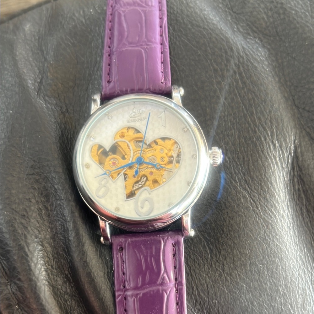 Purple Strap Skeleton Watch
